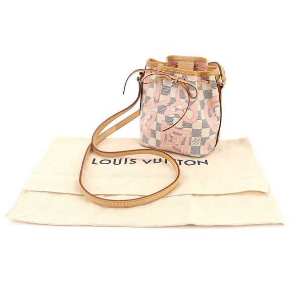Louis Vuitton Damier Azur Tahiti Nano Noe Shoulder Bag White Rose - Picture 1 of 8
